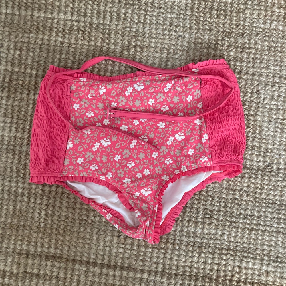 Marc by Marc Jacobs pink floral high waisted bikini bottoms with belt